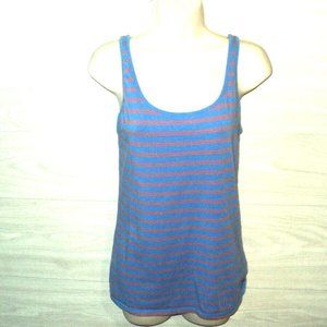 Old Navy Tank Top Women's Size L Blue and Orange Stripes Cotton Blend Stretchy